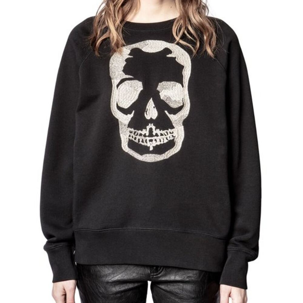 ZADIG & VOLTAIRE‎ Camo Skull Cotton Graphic Sweatshirt XS